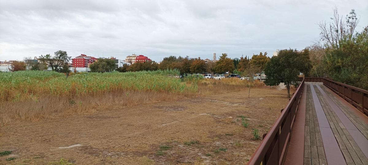 Un dels solars del Parc de les Aigües pendent de la construcció per part de la Generalitat