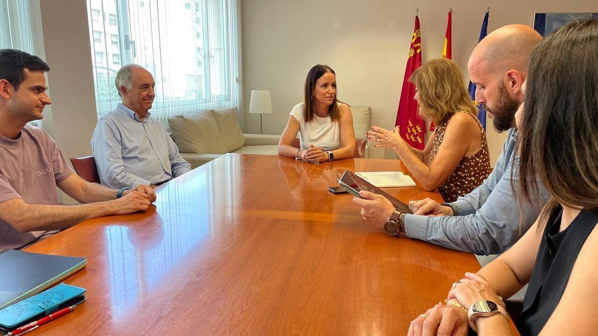 La consejera de Salud, Isabel Ayala, en su reunión con los organizadores del congreso.