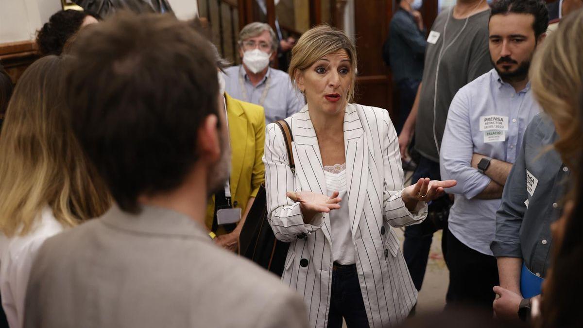 Yolanda Díaz, en los pasillos del Congreso.