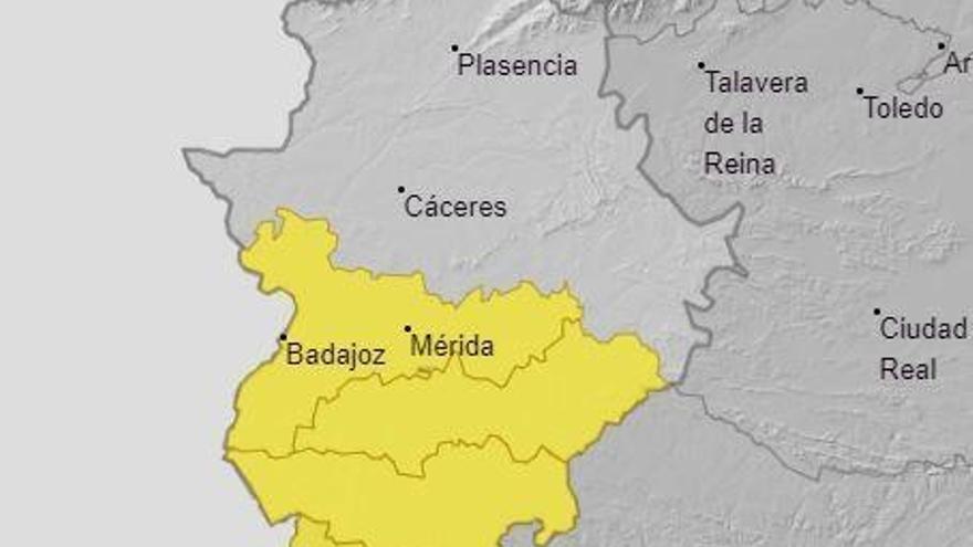 Alerta amarilla por lluvias en varias comarcas de Badajoz este viernes