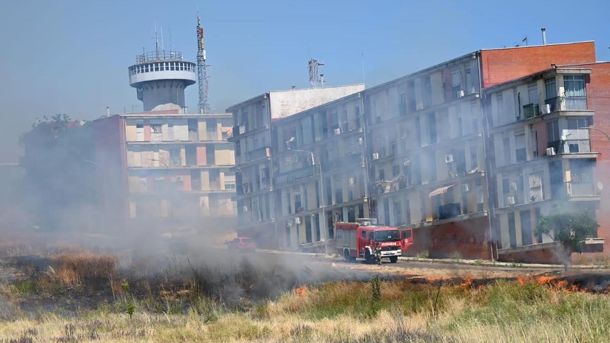 Imagen del incendio de pastos junto a Los Colorines.