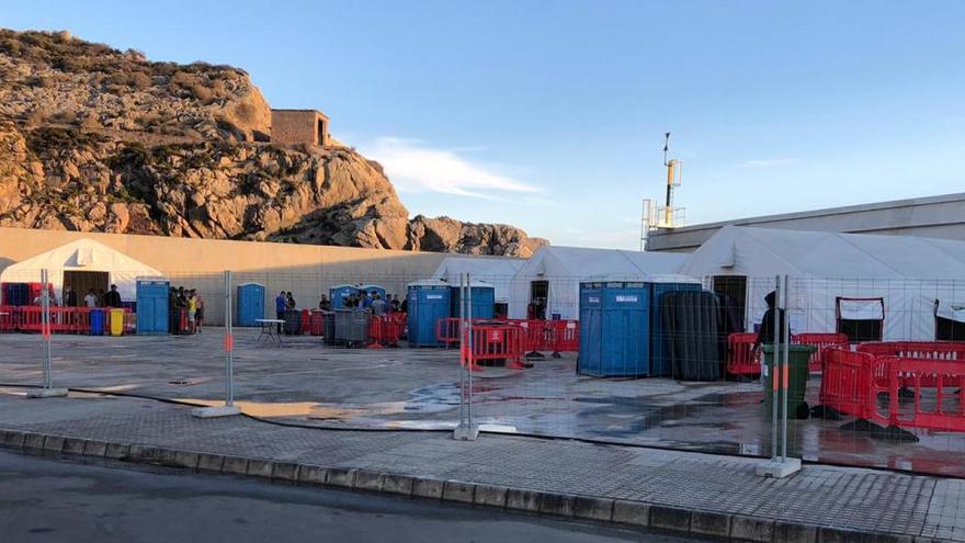 Vista del campamento de Escombreras, hace unos días.