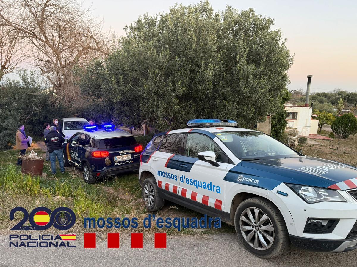 Imagen de la actuación de Mossos y Policía en esta finca, en la que se encontró el cuerpo Imagen de la actuación de Mossos y Policía en esta finca, en la que se encontró el cuerpo