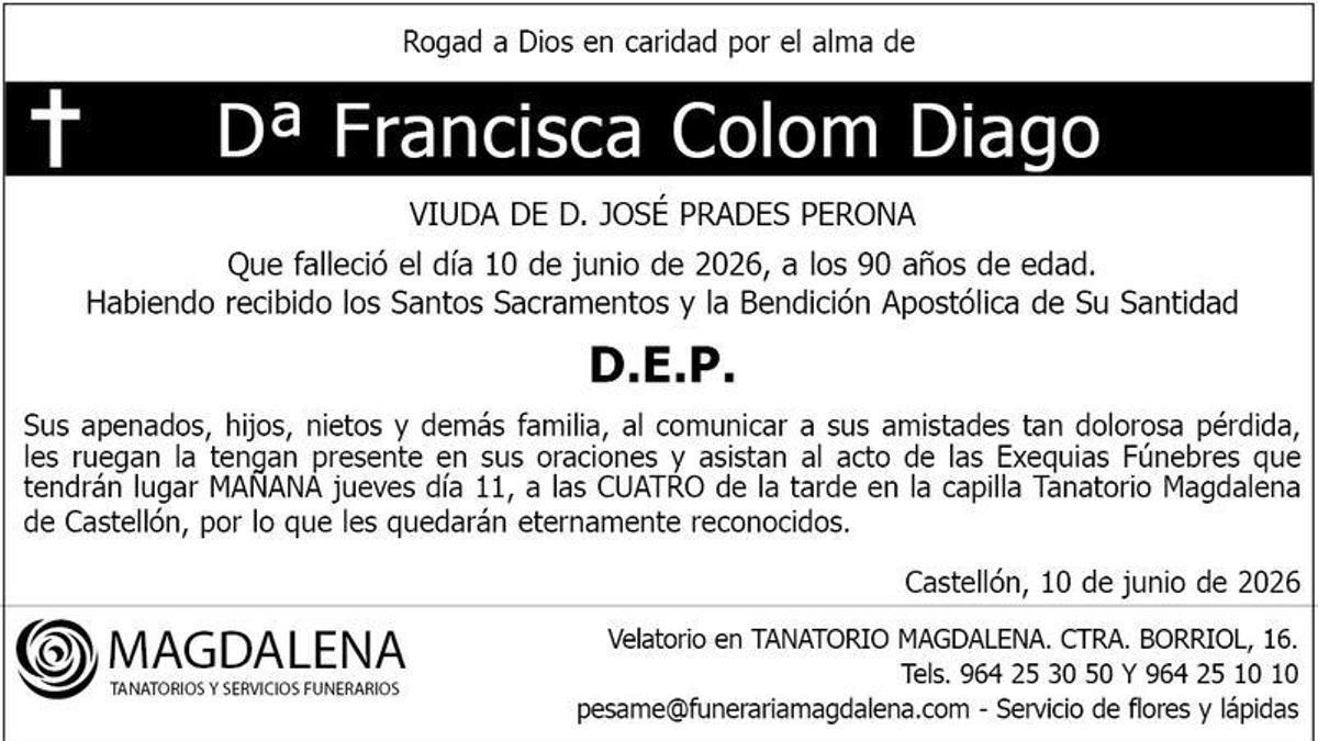 Dª Francisca Colom Diago