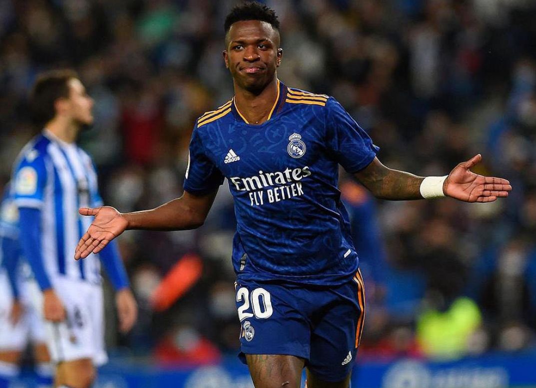 Vinicius celebra su gol en el partido ante la Real Sociedad.