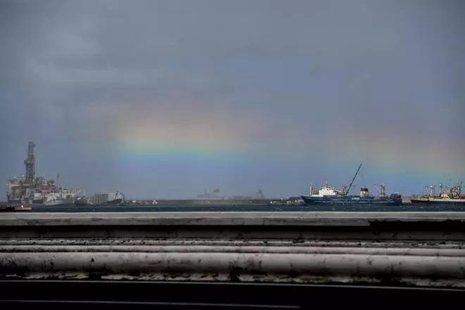 las primeras lluvias del año en Las Palmas de Gran Canaria y su arcoiris