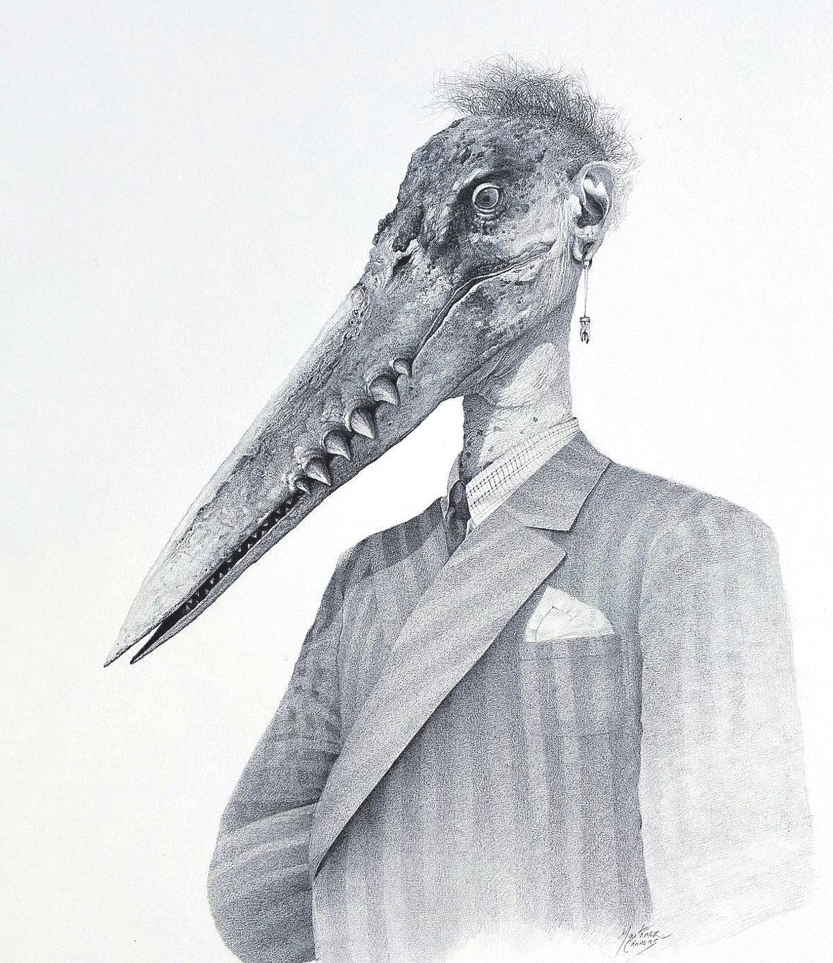 ‘El presidente’, grafito sobre papel, obra de Martínez Cánovas (cortesía del artista).