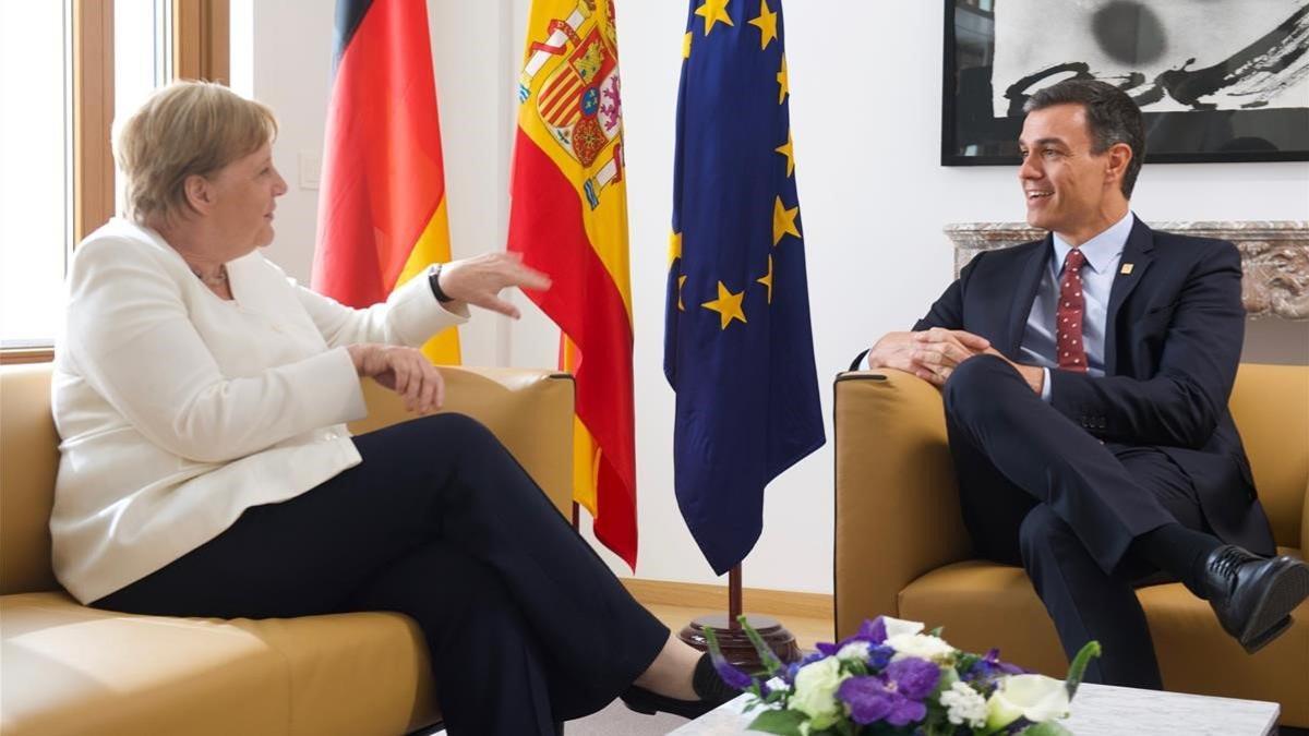 Pedro Sánchez y Angela Merkel