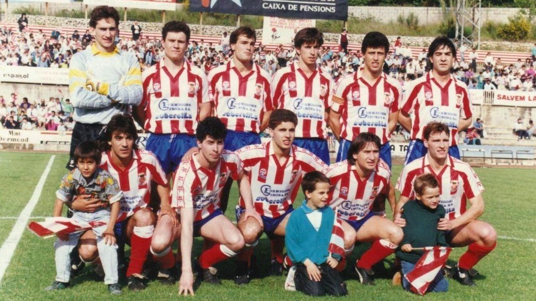 Cristo Jiménez in a Girona FC lineup during the 1988-89 season.