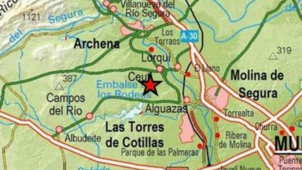 Epicentro del terremoto de Ceutí.