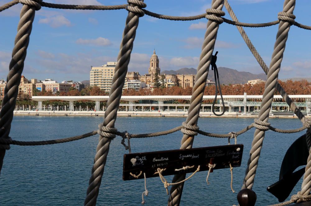 El galeón Andalucía, en el puerto de Málaga