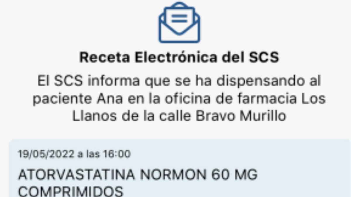 El SCS enviará notificaciones por telefonía móvil con los fármacos de receta electrónica