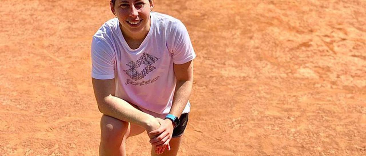 Carla Suárez, durante un entrenamiento reciente