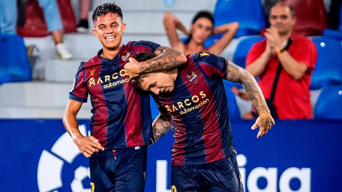 Jugadores del Levante celebrando un gol en el último encuentro