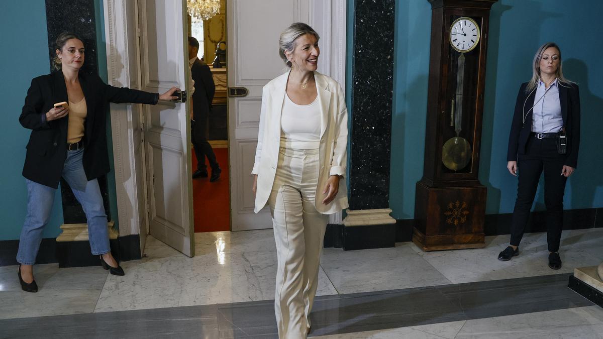 La vicepresidenta segunda y líder de Sumar, Yolanda Díaz, en un acto este jueves.