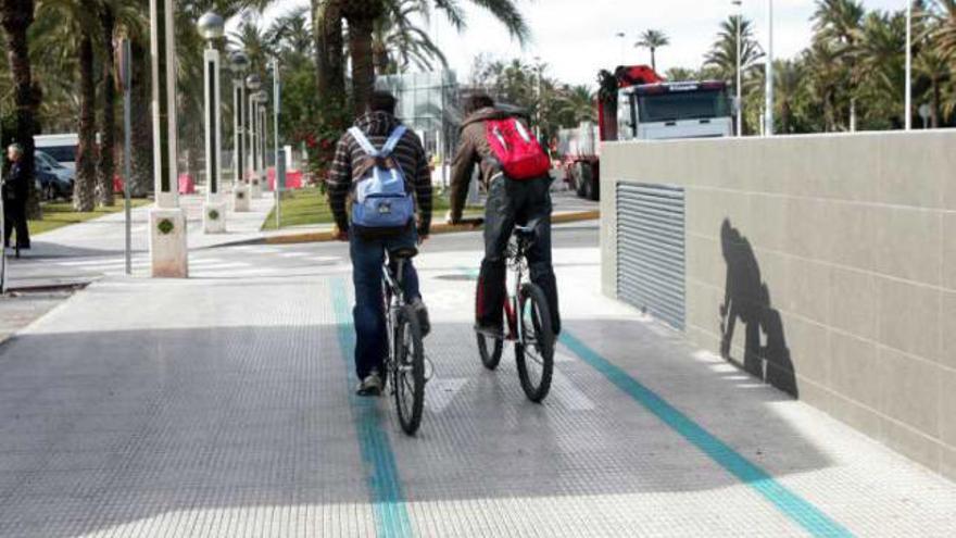 El hecho de que el carril bici discurra por la acera provoca encontronazos con peatones.