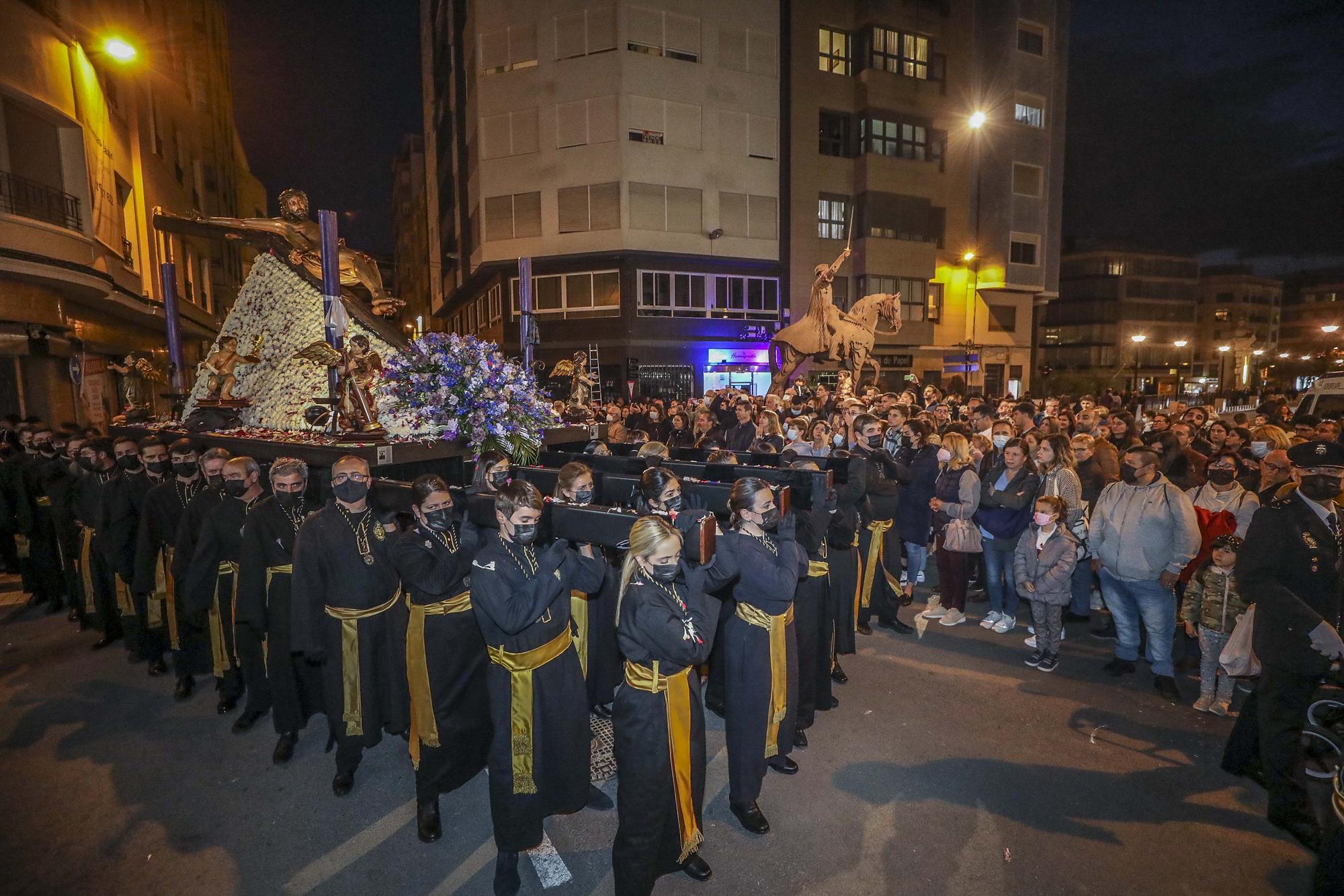 Elche procesiones Jueves santo: La Oracion del Huerto,Nuestra Señora de las Angustias y Maria Santisima de la Salud,La Flagelacion y Gloria,El Silencio,Cristo de Zalamea.