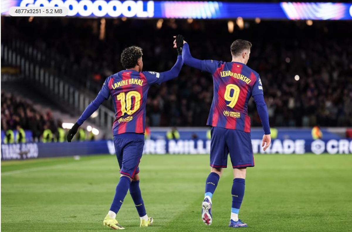 Lamine Yamal i Lewandowski celebren el 2 a 1