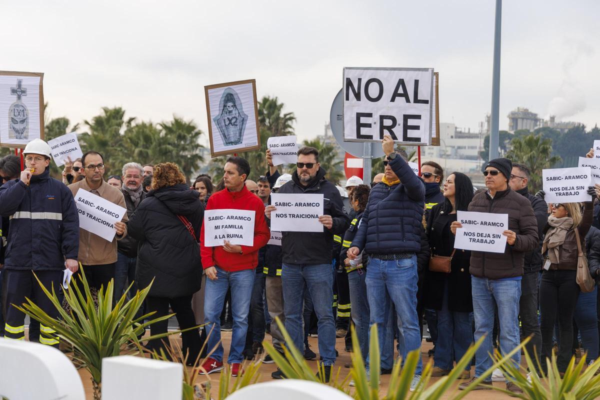 Imagen de la manifestación de los trabajadores de Sabic del 14 de enero.