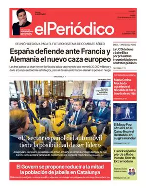 La portada de EL PERIÓDICO del 11 de diciembre de 2025