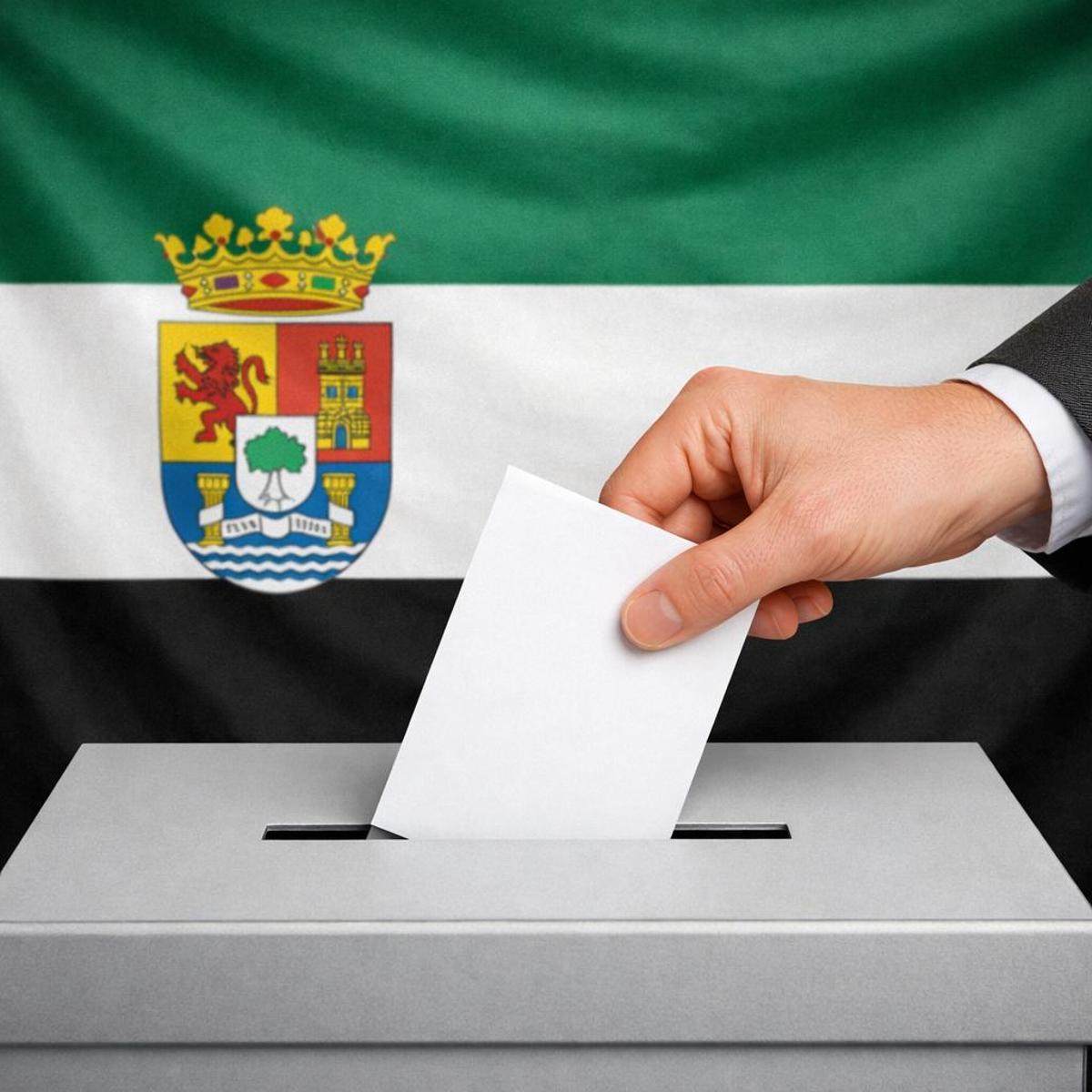 Depósito del voto en urna de una jornada electoral en Extremadura.