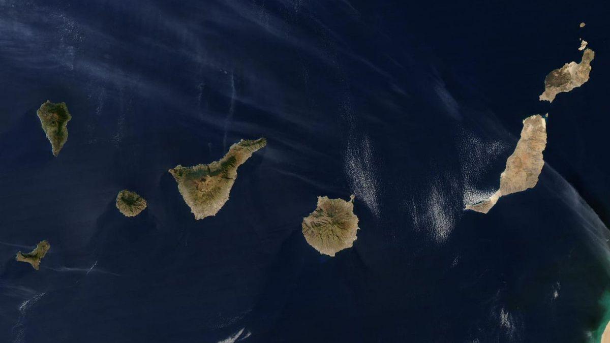 El archipiélago canario visto desde el espacio.