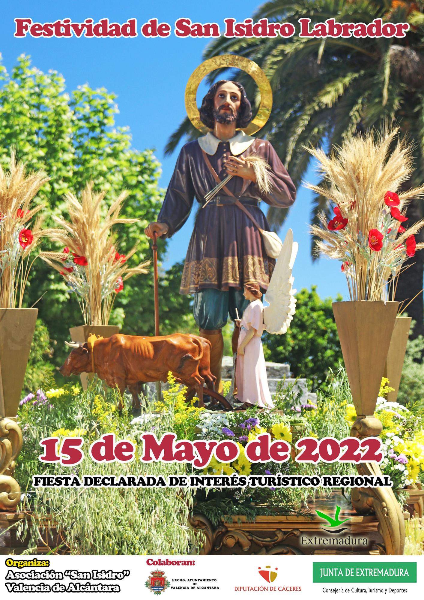 Cartel de la Festividad de San Isidro Labrador 2022 en Valencia de Alcántara.