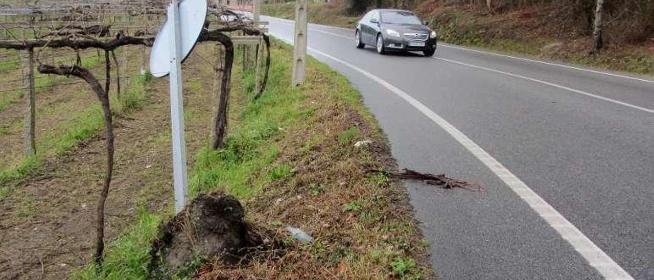 Señales de tráfico arrancadas casi de cuajo por el viento. // Noé Parga