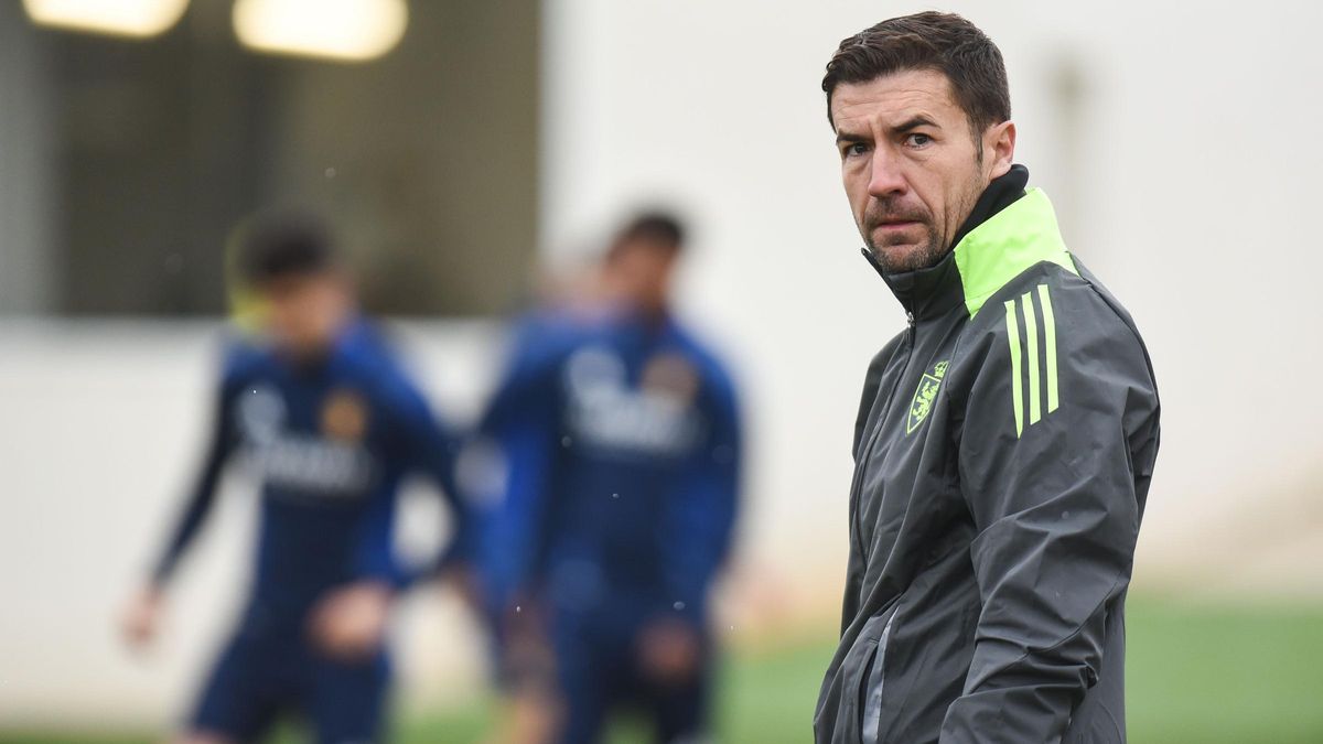 Gabi, durante un entrenamiento del Real Zaragoza.