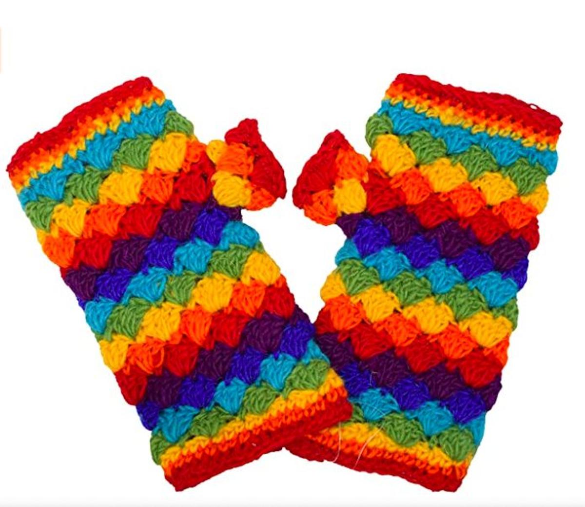 Mitones de crochet multicolor