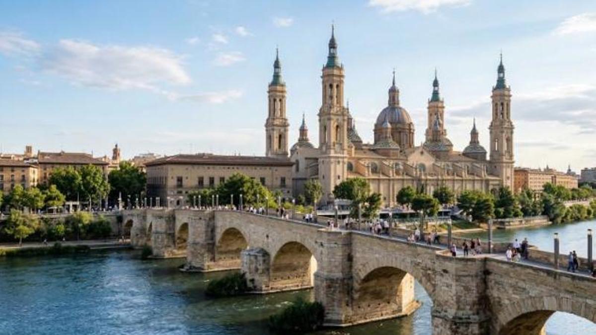 Recreación artificial de la ciudad de Zaragoza