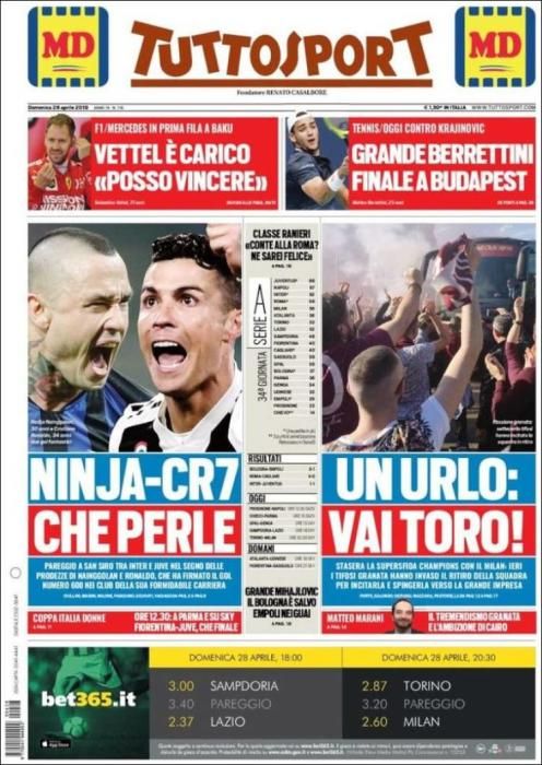 Portada TUTTOSPORT domingo 28 de abril de 2019