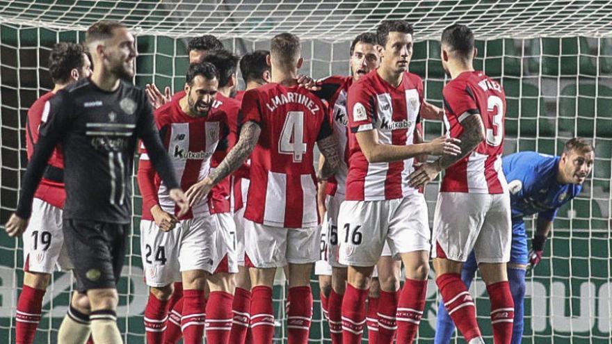 El Athletic Club celebra un gol el pasado día 17 en Elche en Copa ante el Intercity Sant Joan.