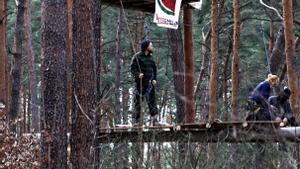 Environmental activists occupy forest to protest Tesla plant expansion near Berlin