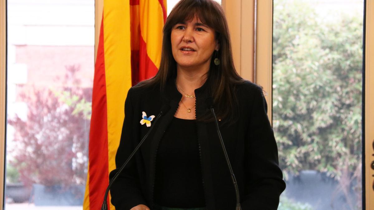 La presidenta del Parlament, Laura Borràs, en compareixença al Despatx d&#039;Audiències