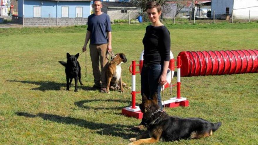 Curso de pastoreo en una escuela canina de Parres