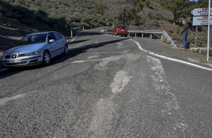 25/01/2018 CUMBRE GRAN CANARIA. Mal estado de las carreteras en la zona de medianías y cumbre de Gran Canaria. Carretera Cruce de Fontanales Valleseco, Artenara. FOTO: J. PÉREZ CURBELO