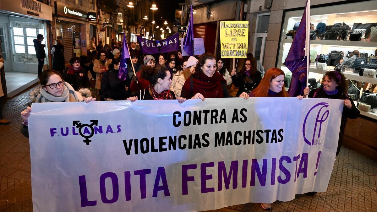 Una de las manifestaciones del 25N celebrada en Pontevedra en años anteriores.