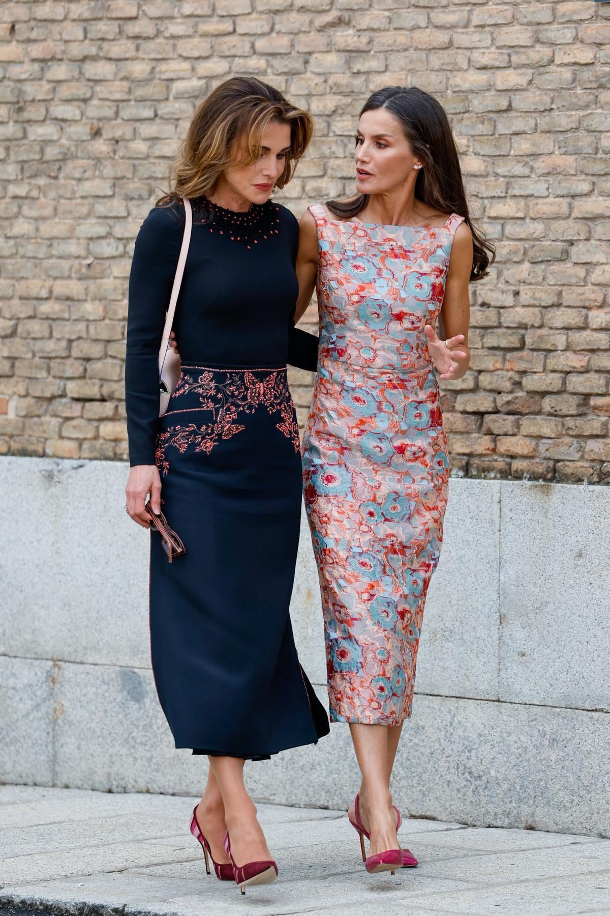 Letizia y Rania de Jordania, encuentro en Madrid