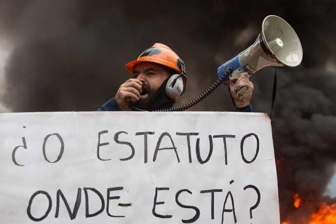 Protestas contra los despidos en Alcoa San Cibrao