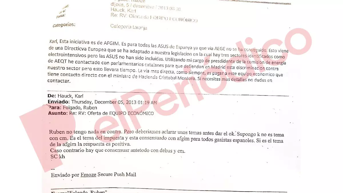 Uno de los correos clave del caso Montoro: "Hay que consensuar ante todo con C.M."