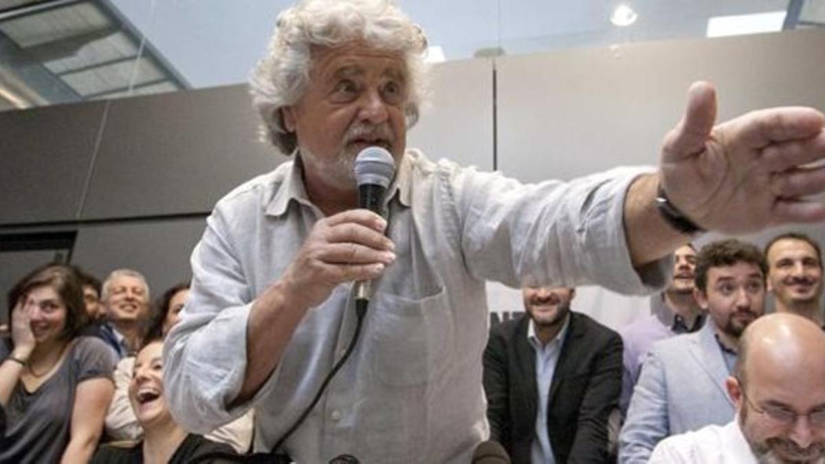 Grillo habla durante una conferencia de prensa, el día 21 en Roma.