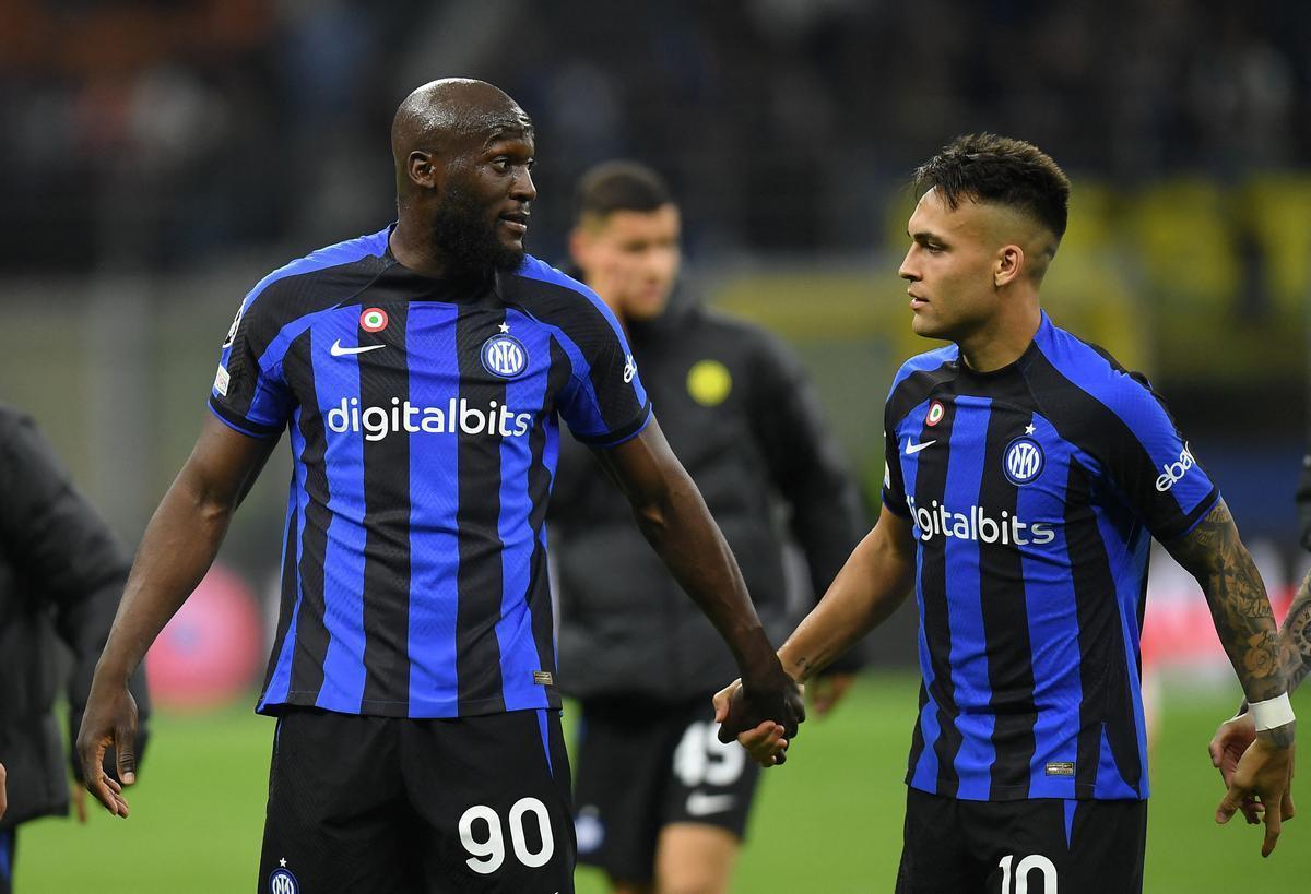 Lukaku y Lautaro tras el Inter-Benfica del pasado miércoles.