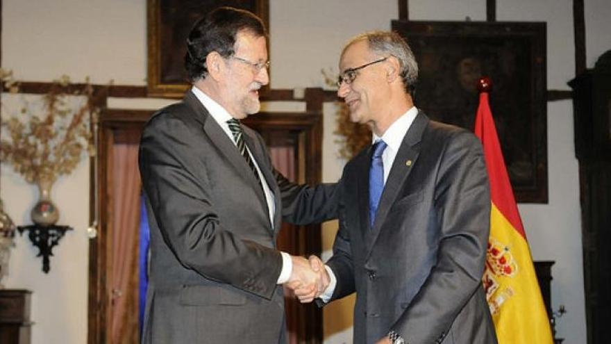 El cap de Govern andorrà, Antoni Martí, i el president espanyol Mariano Rajoy, a principis de gener · ACN