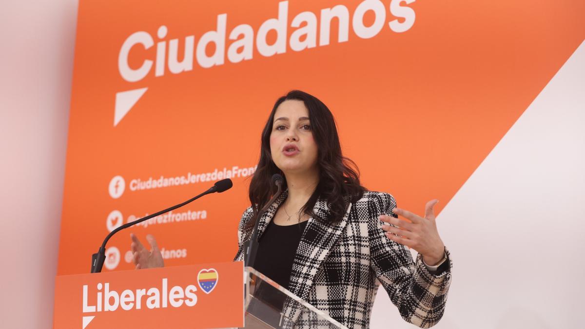 Inés Arrimadas, este miércoles, en Jerez de la Frontera.