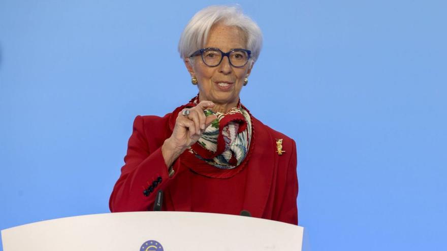 La presidenta del BCE, Christine Lagarde, ayer, tras la cumbre del organismo.