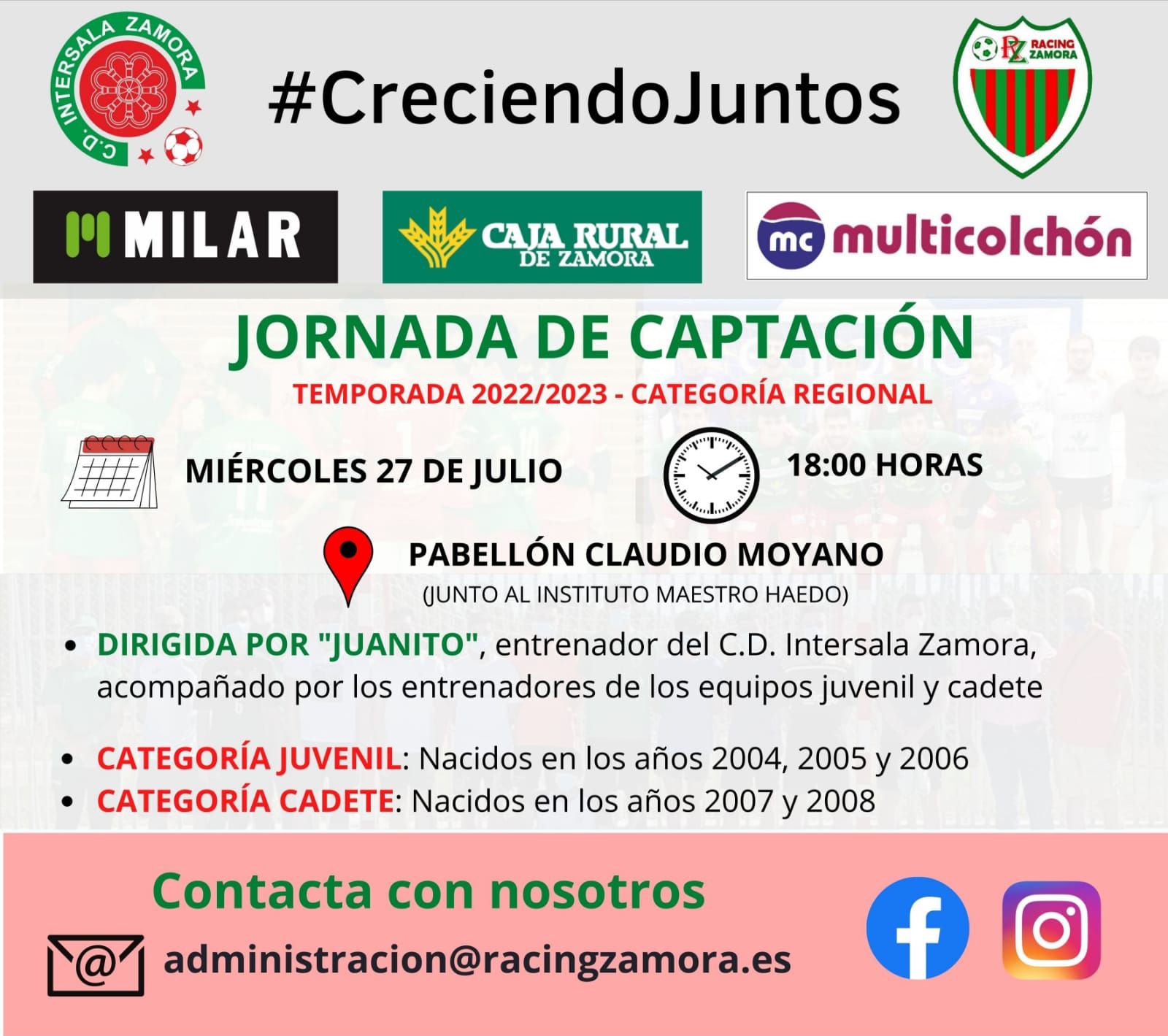 Cartel de la captación de jugadores.