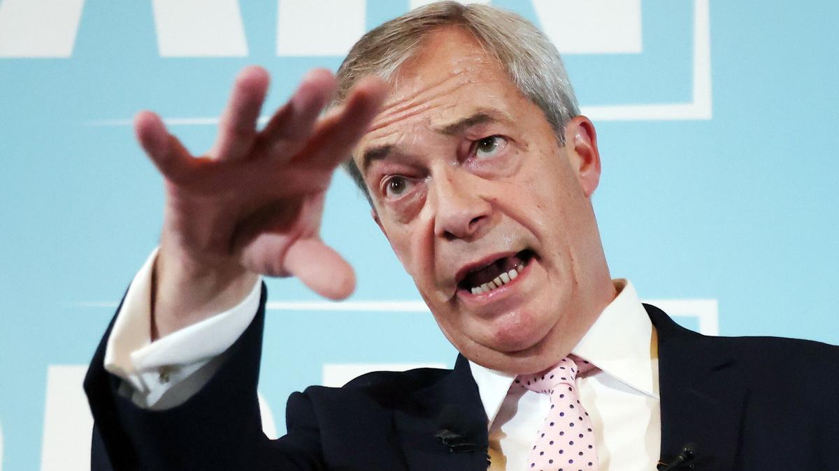 El líder de Reform UK, Nigel Farage, durante un acto el pasado jueves.