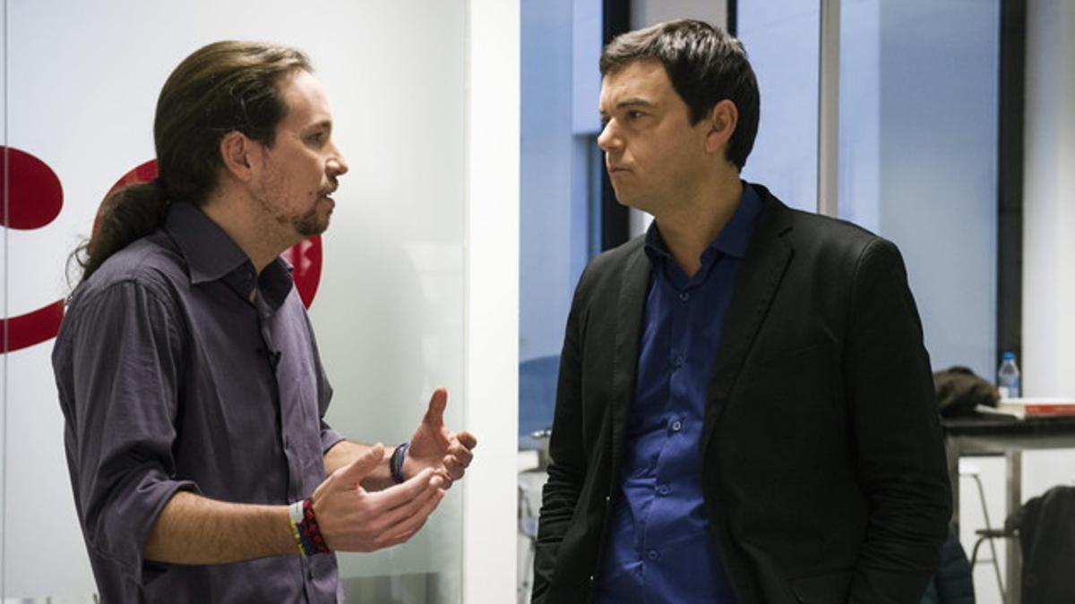 Pablo Iglesias, con Thomas Piketty, el pasado enero.