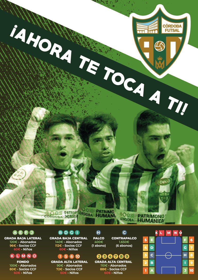 Precios para las renovaciones y nuevas altas en la campaña de abonados del Córdoba Futsal.